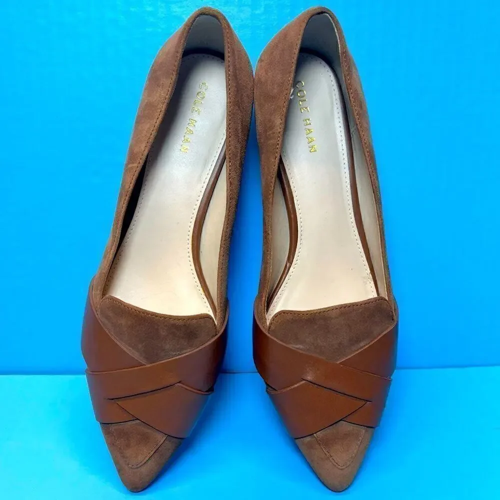 Cole Haan Womens Camila Point Skimmer Suede Leather Flats Tan Brown‎ 6B W15008